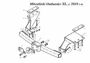 Фаркоп в Уфе Mitsubishi Outlander XL, с 2010 г.в.jpg
